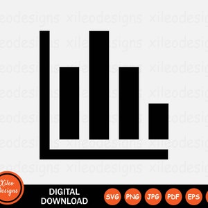 Staafdiagram pictogram SVG Business Financiën markteconomie gegevens grafische vector digitale download clipart teken symbool Cricut Vector png jpg eps ai pdf