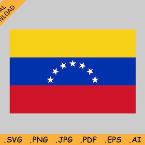 Venezuela 7 Sterren Vlag SVG - Venezolaanse Nationale Land Banner, Cricut Cut File Digital Download Clipart Vector Graphic, eps ai png jpg pdf