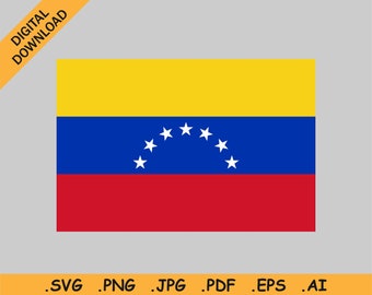 Venezuela 7 Stars Flag SVG - Venezuelan National Country Banner, Cricut Cut File Digital Download Clipart Vector Graphic, eps ai png jpg pdf