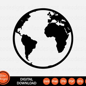 Erde-Symbol SVG Weltkugel Global Planet Map Weltweit Zeichen Symbol Cricut Vektorgrafik Vektor digitaler Download Clipart png jpg eps ai pdf