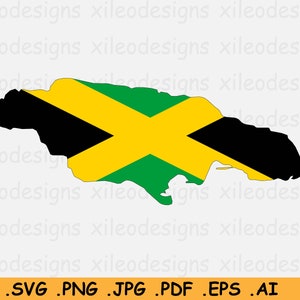 Jamaica Map Flag SVG, Jamaican SVG Cricut Cut File, Country Nation Silhouette Outline Atlas Scrapbook Clipart Vector Icon eps ai png jpg pdf