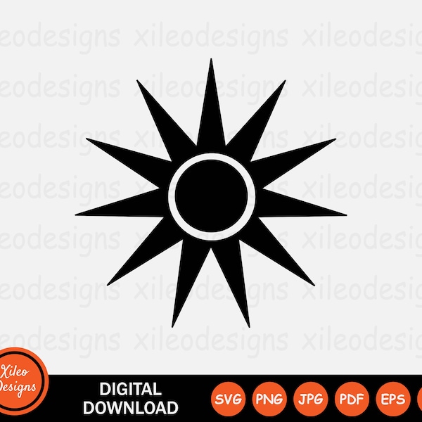 Sun Icon SVG - Sunlight Sunshine Bright Light Beam Ray Brightness Symbol Sign Graphic Clipart Vector Cricut Digital Cut png jpg eps pdf ai