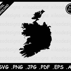 Republik Irland Karte SVG, Irish Country National Border Border Border, Black Silhouette Cutout Cricut Cut File Vecto, png jpg jpeg pdf ai eps