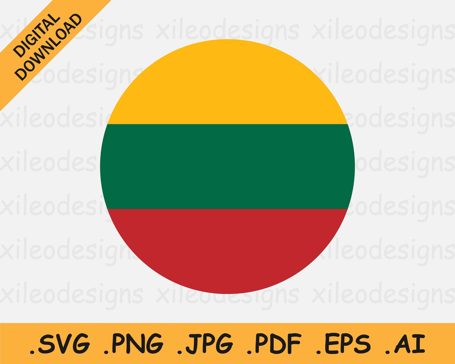 Lithuania Svg Lithuania Round Flag SVG - Lithuanian Circular Banner, National Circle ...