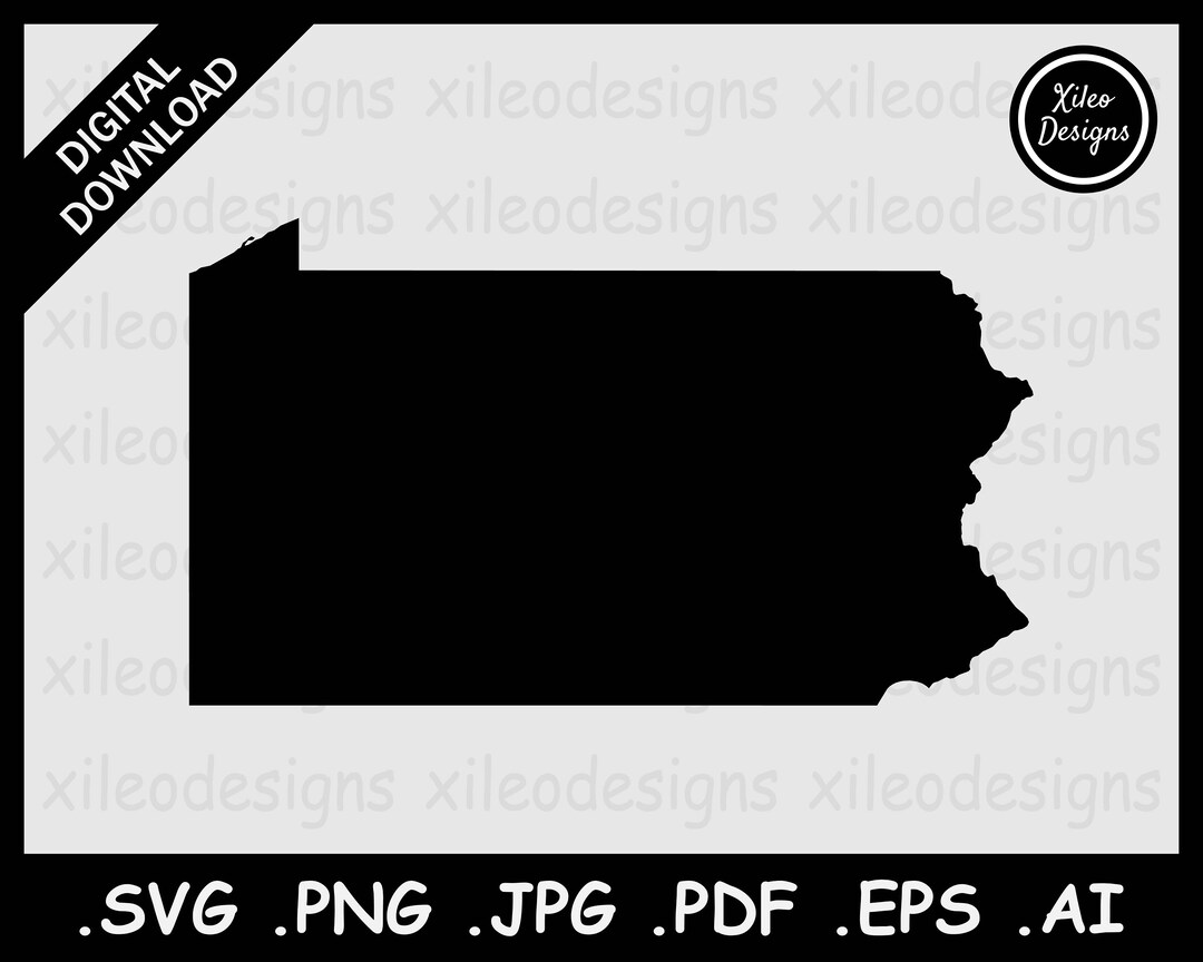 Pennsylvania Map SVG, PA USA State Boundary Border Map, Pennsylvanian ...
