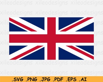 Bandera del Reino Unido SVG, U.K Nation Country Union Jack Banner, Cricut Cut File Digital Download Clipart Vector Graphic - eps ai png jpg pdf