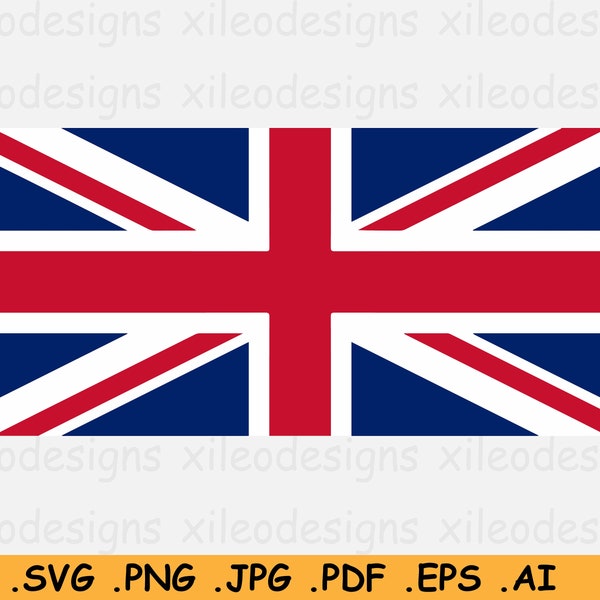 United Kingdom Flag SVG, U.K Nation Country Union Jack Banner, Cricut Cut File Digital Download Clipart Vector Graphic  - eps ai png jpg pdf