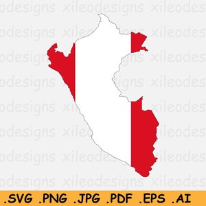 Peru Karte Flagge SVG, Peru Cricut Cut Datei, Land Nation Silhouette Umriss Atlas Land, Scrapbook Clipart Vektor Icon, eps ai png jpg pdf