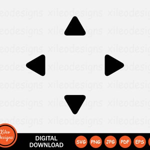 May include: Black and white directional arrow icon set. The arrows point up, down, left, and right.