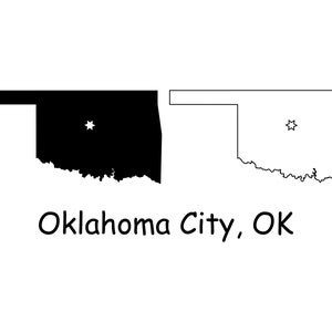 Oklahoma City Oklahoma OK Localização da capital em um mapa do estado EUA vetor arquivo digital silhueta contorno para impressão jpg svg png pdf eps ai
