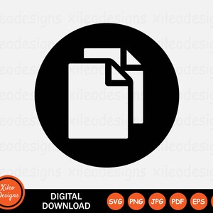 Copiar arquivo ícone redondo SVG página de documento duplicado símbolo de sinal de papel cricut vetor gráfico vetor download digital clipart png jpg eps ai pdf