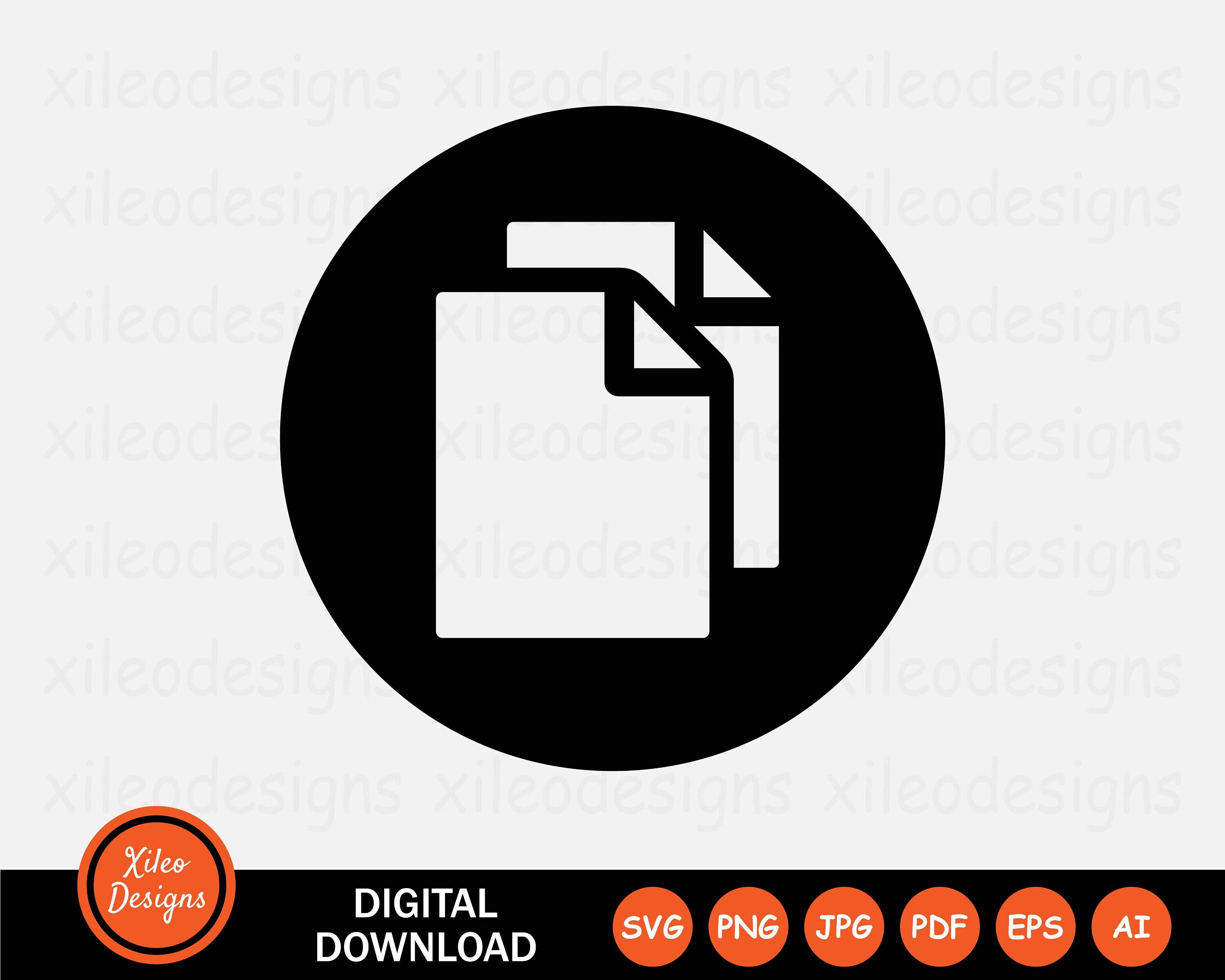 Copy File Round Icon SVG Duplicate Document Page Paper Sign Symbol ...