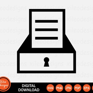 Dokumentenarchiv Symbol SVG Sicherer Schrank Lock Digitaler Download Vektor Zeichen Symbol Cricut Grafik Clipart Vektor png jpg eps ai pdf