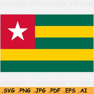 Togo National Flag SVG, Togolese Nation Country Banner, Cricut Cut File, Digital Download, Clipart Vector Graphic Icon - eps ai png jpg pdf