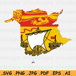 New Brunswick Map Flag SVG - NB Canada Canadian Province Territory, Border Border Border Shape Digital Download Clipart Icon, eps ai png jpg pdf