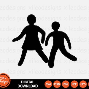 Icono de niños SVG - Niño Niño Niños Jugando Cruce de peatones Vector Símbolo Signo Gráfico Clipart Cricut Digital Cut png jpg eps pdf ai