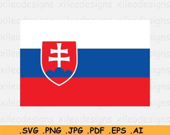 Slovakia Flag SVG, Slovak National Nation Country Banner, Cricut Cut File, Digital Download, Clipart Vector Graphic Icon- eps ai png jpg pdf