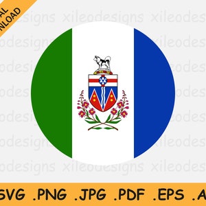 Yukon SVG, Ronde Vlag SVG, Canada Canadees Territorium Circular Circle Banner Button Icon, Digital Download Vector, svg eps ai png jpg pdf