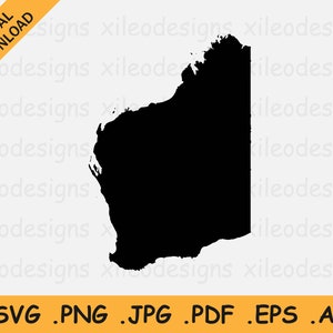 Western Australia Map SVG - W.A Australian State Border Border Shape Black Silhouette, Cricut Cut File Icon Vektor, svg eps ai png jpg pdf