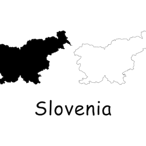 Karte von Slowenien, Slowenische Landkarte, schwarz weiß detaillierte durchgezogene Grenze Landkarte von Slowenien Sofortiger digitaler Download svg png eps ai