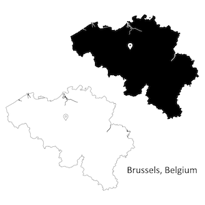 Brüssel Belgien Karte Hauptstadt Landort Pin Schwarz Weiß Silhouette Umriss Geografie Region Region Belgische Karten jpg svg png ai eps