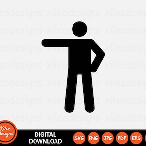 Icono de señal hacia la izquierda SVG - Figura de palo Punto Dirección Navegación Pose Símbolo Signo Clipart Cricut Vector Descarga digital png jpg pdf eps ai
