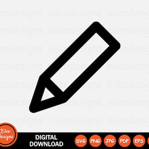 Pencil Icon SVG Pen Write Writing Edit Editor Draw Art Sign Symbol Cricut Vector Graphic Vector Digital Download Clipart png jpg eps ai pdf