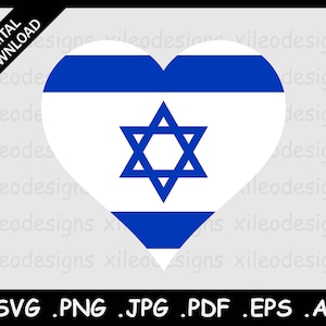 Israel Heart Flag SVG, Israeli Love Shape National Country Banner, Nation Clipart Vector Icon Cricut Cut File Digital, eps ai png jpg pdf