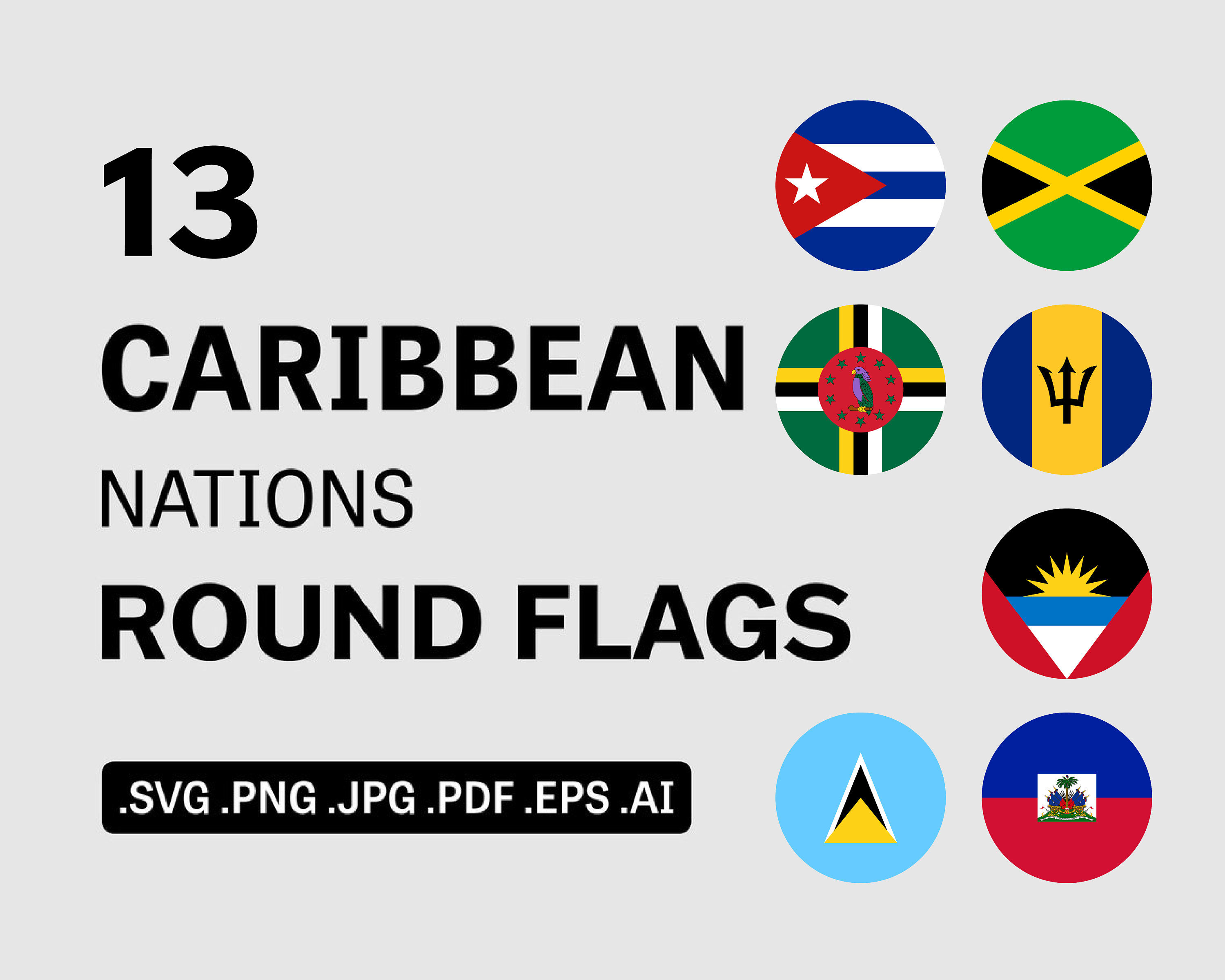 Caribbean Countries Round Flags SVG Bundle Set Country Circle Etsy