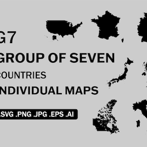 Individuelle G7 Landkarten SVG, Country Nation National Map Set, Cricut Cut File Silhouette Vektor Clipart Icon Line eps ai png jpg