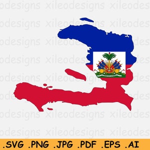 Haiti Flagge Karte SVG - Haitian Map SVG Country Nation National Silhouette Outline Atlas Scrapbook Clipart Vektor Icon - svg eps ai png jpg pdf