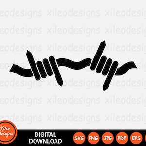 May include: Black and white silhouette of barbed wire, a common symbol of danger and security.
