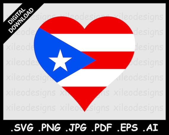 Puerto Rico Heart Flag SVG Puerto Rican Province Love Shape - Etsy Ireland