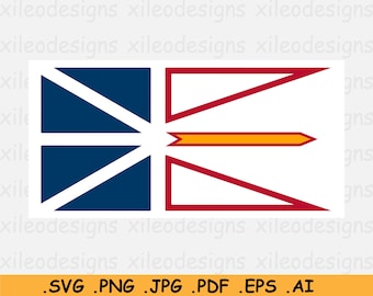 Newfoundland and Labrador Canada Flag, Canadian Province Banner, SVG Cricut Cut File, Clipart Vector Graphic Icon Symbol- eps ai png jpg pdf