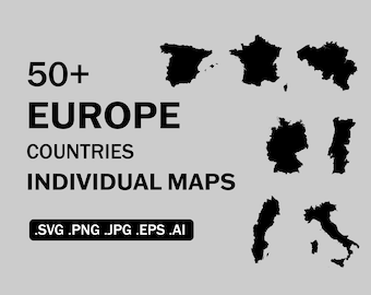 Paesi europei Mappe individuali SVG, Europa Country Nation National Map, Cricut Cut File Silhouette Vector Clipart Icon, eps ai png jpg