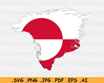 グリーンランドの国旗地図 SVG、グリーンランド島、デンマーク