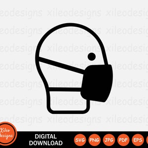Face Mask Icon SVG - Wear Covering Cover Protection Virus Pandemic Symbol Sign Clipart Vector Cricut Digital Download Cut png jpg eps pdf ai