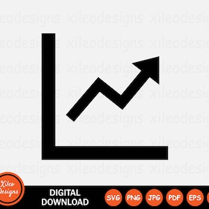 Liniendiagramm Symbol SVG Grafik Abschluss Umsatzwachstum Pfeil Punkt Symbol Zeichen Clipart Cricut Vektor Digitaler Download png jpg pdf eps ai