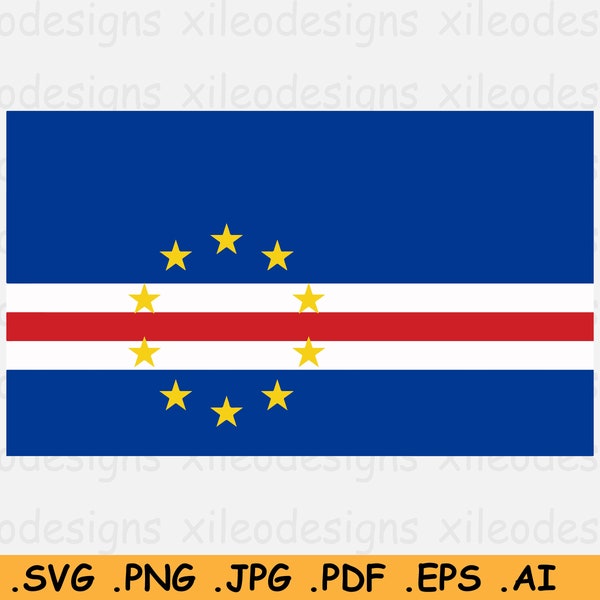 Cape Verde SVG National Flag, Cabo Verde Nation Country Banner, Cricut Cut File Digital Download Clipart Vector Graphic - eps ai png jpg pdf