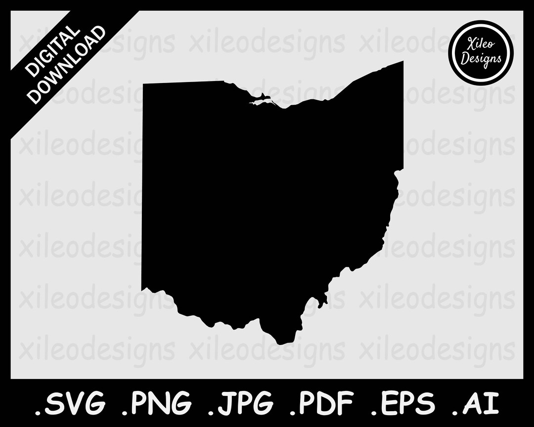 Ohio Map SVG, OH USA State Boundary Border Map, Ohioan United States ...