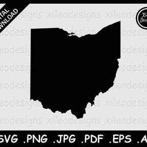Ohio Landkarte SVG, OH USA State Border Map, Ohioan United States Black Silhouette Cricut Cut File Vektor Icon, png jpg jpeg pdf eps ai