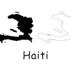 Mapa de Haití, mapa haitiano, contorno sólido detallado en blanco y negro, mapa del país de Haití, descarga digital instantánea svg png eps ai