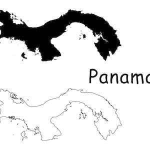 Karte von Panama, Panama Karte, detaillierte solide Umriss Boundary Landkarte von Panama, sofortiger digitaler Download svg png eps ai