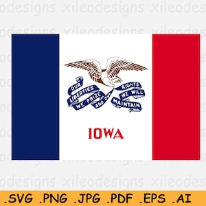 Iowa Flag SVG - IA USA U.S State Banner, American United States of America, Clipart Vector Graphic Icon Instant Download, eps ai png jpg pdf