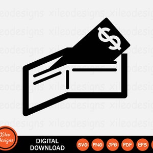 Monedero con icono de efectivo SVG Dinero Monedero doblado Moneda Gráfico Vector Clipart Signo Símbolo Cricut Digital Descargar Vector png jpg eps pdf ai