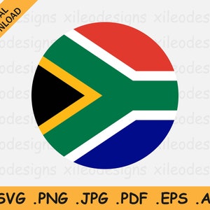 South Africa Round Flag SVG - Country National Circle Circular Button Banner, Cricut Cut File Digital Download Vector, eps ai png jpg pdf