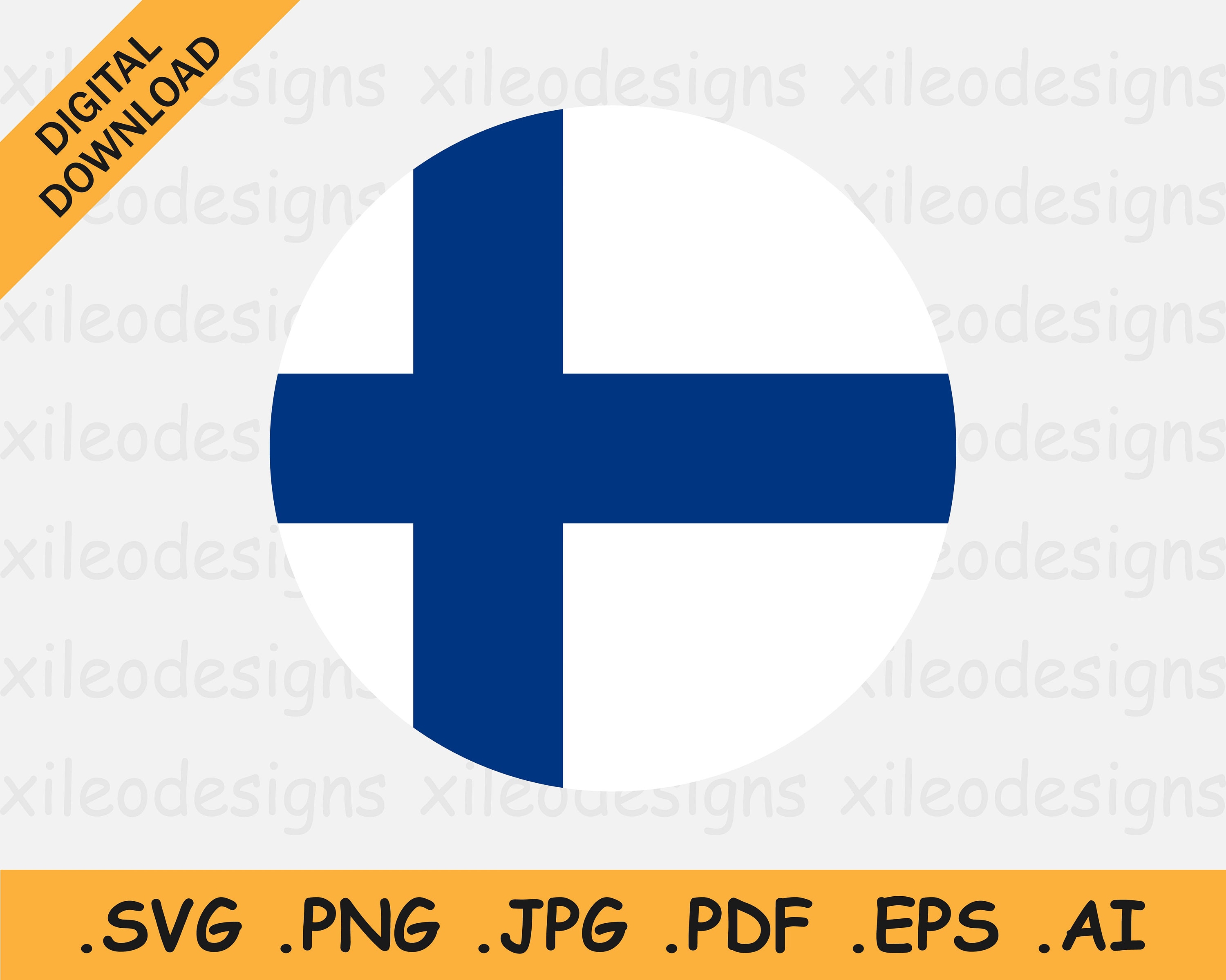 Finland Round Flag SVG Finnish Circular Banner National Etsy Ireland