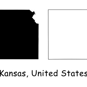 Kansas Map SVG - KS USA United States of America us, Schwarz-Weiß Silhouette Clipart Vektor Grafik Icon Banner - svg eps png jpg