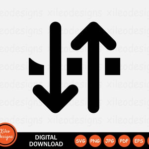 Puede incluir: Icono en blanco y negro que representa dos flechas apuntando en direcciones opuestas. La flecha superior apunta hacia arriba y la flecha inferior apunta hacia abajo. Las flechas están separadas por una línea horizontal con dos cuadrados a cada lado.