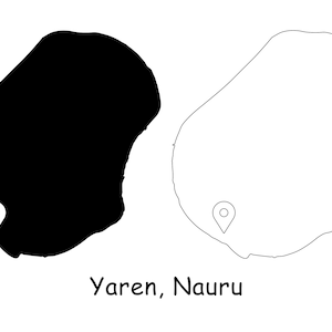 Yaren Nauru Karte Hauptstadt Landort Pin Schwarz Weiß Silhouette Umriss Geografie Region Region Insel Karten jpg svg png ai eps